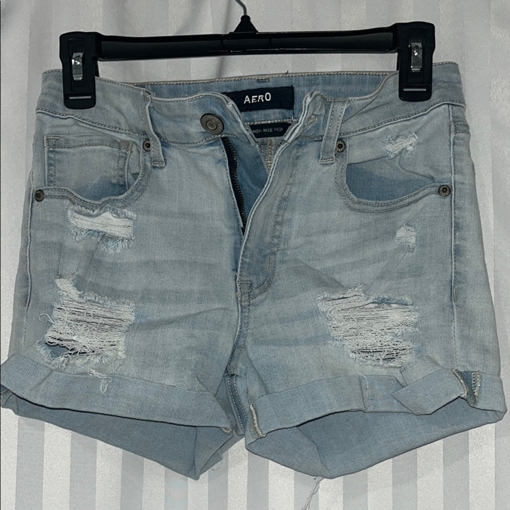 Light Blue Distressed Women's Shorts
